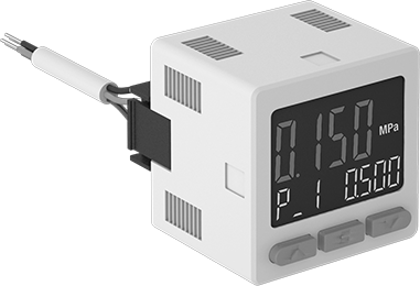 Image of Product. Front orientation. Electronic Pressure Switch, for Compressed Air, PNP, 1/8 NPT Male.