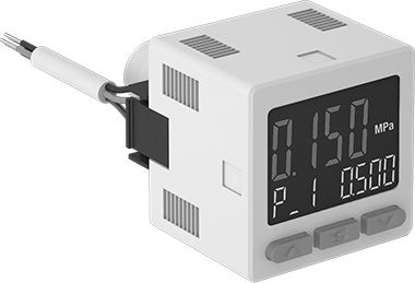 Image of Product. Front orientation. Electronic Pressure Switch, for Compressed Air, NPN, 1/4" Female Push-to-Connect.