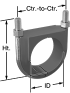Image of Product. Front orientation. Contains Annotated. U-Bolts. Vibration-Damping U-Bolts.