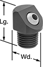 Image of Product. Without Tip. Front orientation. Contains Annotated. Coolant Nozzles. Machine-Mount Coolant Nozzles with Threaded Connection.