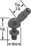 Image of Product. Front orientation. Contains Annotated. Coolant Nozzles. Adjustable-Spray Machine-Mount Coolant Nozzles with Threaded Connection.