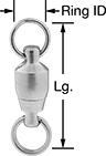 Image of Product. Front orientation. Contains Annotated. Swivels. Split Ring-to-Split Ring Miniature Ball Bearing Swivels—Not for Lifting.