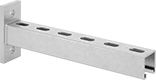 Image of Product. Front orientation. Strut Channel Framing and Fittings. Strut Channel with Mounting Plate, Slotted Hole—1 1/8" Long Slot × 9/16" Wide Slot.