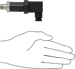 Image of Product. Side1 orientation. Contains SizingReference. Pressure Transmitter, 4-20 mA Output, DIN A Wire Connection, 0-500 PSI.