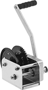 Image of Product. Winch with Enclosed Gears and Right-Side Handle. Front orientation. Winches. Hand Winches for Wire Rope—For Lifting, Enclosed Gears, Right-Side Handle.