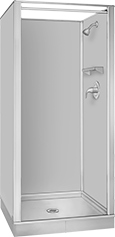 Image of Product. Front orientation. Shower Stalls. Stainless Steel.