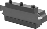 Image of ProductInUse. Holder Shown with Insert in Tool Block. Front orientation. Lathe Tool Insert Holders. Blade-Style Holders for Cutoff and Grooving Lathe Tool Inserts.