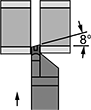 Image of Specification. Front orientation. Contains Annotated. Lathe Tool Inserts. Shank-Style Holders for Cutoff and Grooving Lathe Tool Inserts, Right-Hand Cutting Direction.