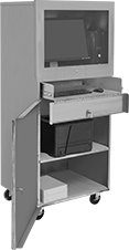 Image of ProductInUse. Style C. Front orientation. Computer Cabinets. Stand-Up-Height Computer Cabinets, Rolling, Stainless Steel, Style C.