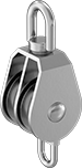 Image of Product. Front orientation. Pulleys. Hanging Pulleys for Wire Rope—For Horizontal Pulling, Style D.