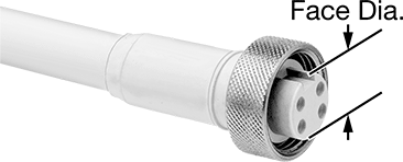 Image of Product. Front orientation. Contains Annotated. Harsh Environment Mini Connector, Socket with Internal Thread, 4 Poles, 12 Feet Long Cable.