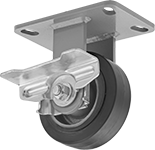 Image of Product. Front orientation. Casters. Kingston Casters with Rubber Wheels, Rigid with Brake.