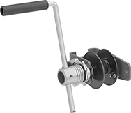 Image of Product. Front orientation. Winches. Wall-Mount Heavy Duty Hand Winches for Wire Rope—For Lifting, Open Body.