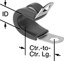 Image of Product. Front orientation. Contains Annotated. Loop Clamps. Vibration-Damping Loop Clamps, EPDM Cushion.