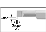 Image of Attribute. Front orientation. ZoomedIn view. Contains Annotated, Border. Lathe Tools. Internal Grooving Lathe Tools for Retaining Rings.