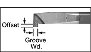 Image of Attribute. Front orientation. ZoomedIn view. Contains Annotated, Border. Lathe Tools. Long-Reach Internal Grooving Lathe Tools for Retaining Rings.