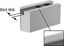 Image of Attribute. Front orientation. Contains Annotated, Inset. Machinable Lathe Chuck Top Jaws, Pointed Jaws, Serrated Jaws.