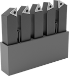 Image of Product. Tool Set with TPMT Inserts. Front orientation. Lathe Tools. Economy Indexable Lathe Tool Sets, Boring Cut.