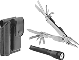 Image of Product. Front orientation. Multitools. Multitool with Fold-Out Pliers and Mini Flashlight Kits.