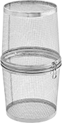 Image of Product. Front orientation. Parts Baskets. Round Enclosed Parts Baskets, Tapered Basket with Without Handle and with Clip On Lid.