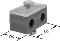 Image of Product. Front orientation. Contains Annotated. Routing Clamps. Multiline Rail-Mount Vibration-Damping Block Routing Clamps.