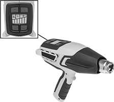 Image of Product. Front orientation. Contains Inset. Heat Guns. Economy Heat Guns, Pistol, Variable Temperature Settings.