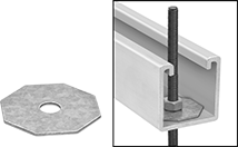 Image of Product. Front orientation. Contains Inset. Strut Channel Framing and Fittings. Slot-Adapting Octagonal Strut Channel Washers.