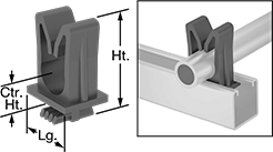 Image of Product. Front orientation. Contains Annotated, Inset, MultipleImages. Strut Channel Framing and Fittings. Snap-In Vibration-Damping Strut Channel Routing Clamps.