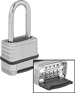 Image of Product. Front orientation. Contains Inset. Padlocks. Weather-Resistant Extra-Clearance Resettable Combination Padlocks, Style B.