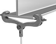 Image of ProductInUse. Front orientation. Beam Clamps. Center-Mount Beam Clamps for Threaded Rods, Style A.