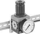 Image of ProductInUse. Front orientation. Compressed Air Regulators. DIN-Mount Compressed Air Regulators.