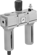Image of Product. Front orientation. Compressed Air Filter/Regulator/Lubricators. Aventics Modular Compressed Air Filter/Regulator/Lubricators (FRLs) , Inline Components.