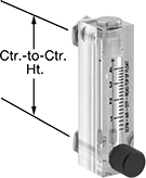 Image of Product. Front orientation. Contains Annotated. Flowmeters. Panel-Mount Flowmeters for Gases, Flowmeters with Flow-Control Knob.