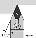 Image of Specification. Front orientation. Contains Annotated. Lathe Tool Insert Holders. Turning Lathe Tool Insert Holders, MVVN Insert Holder.