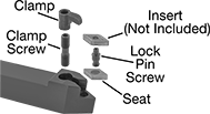Image of System. Front orientation. Exploded view. Contains Annotated. Lathe Tool Insert Holders. Turning Lathe Tool Insert Holders, MDPN Insert Holder.