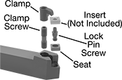 Image of System. Front orientation. Exploded view. Contains Annotated. Lathe Tool Insert Holders. Turning Lathe Tool Insert Holders, MSDN Insert Holder.