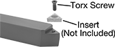 Image of System. Front orientation. Exploded view. Contains Annotated. Lathe Tool Insert Holders. Turning Lathe Tool Insert Holders, STEC Insert Holder.