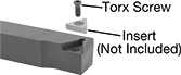 Image of System. Front orientation. Exploded view. Contains Annotated. Lathe Tool Insert Holders. Turning Lathe Tool Insert Holders, STNC Insert Holder.