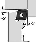 Image of Specification. Left-Hand Cutting Direction. Front orientation. Contains Annotated. Lathe Tool Insert Holders. Turning Lathe Tool Insert Holders, SCLC Insert Holder.