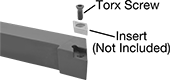 Image of System. Front orientation. Exploded view. Contains Annotated. Lathe Tool Insert Holders. Turning Lathe Tool Insert Holders, SDJC Insert Holder.