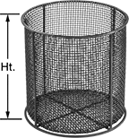 Image of Product. Without Handle. Front orientation. Contains Annotated. Parts Baskets. Made-to-Order Stainless Steel Round Parts Baskets.
