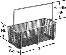 Image of Product. Square Handle. Front orientation. Contains Annotated. Parts Baskets. Made-to-Order Stainless Steel Rectangular Parts Baskets.