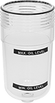 Image of Product. Front orientation. Compressed Air Lubricator Bowls. SMC Compressed Air Lubricator Bowls, Polycarbonate Bowl—Clear.