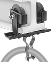Image of ProductInUse. Front orientation. Cable and Hose Trolleys. Beam-Travel Hoist Cable and Hose Trolleys , For Round Cable/Air Hose.