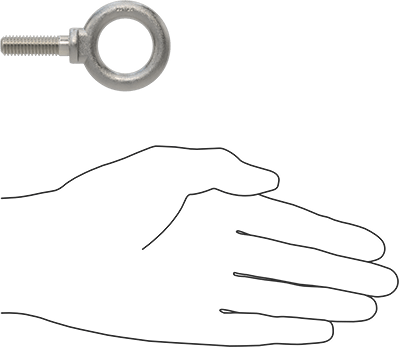 Image of Product. Side1 orientation. Contains SizingReference. 304 Stainless Steel Eyebolt, with Shoulder-for Lifting, 3/8"-16 x 1-1/16" Thread Length .