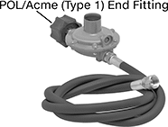 Image of Product. Front orientation. Gas Regulators. Portable Gas Burners, For POL/Acme (Type 1) Valves.