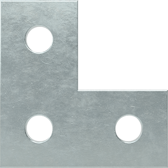 Image of Product. Front orientation. Strut Channel Bracket, Elbow, Zinc-Plated Steel, 3-1/2" Long.