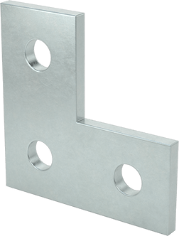 Image of Product. Front orientation. Strut Channel Bracket, Elbow, Zinc-Plated Steel, 3-1/2" Long.