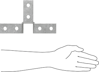 Image of Product. Side1 orientation. Contains SizingReference. Strut Channel Bracket, Triple 90 Degree, Galvanized Steel, 9-5/32" Length .