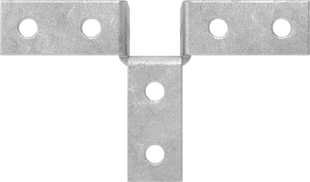 Image of Product. Top orientation. Strut Channel Bracket, Triple 90 Degree, Galvanized Steel, 9-5/32" Length .